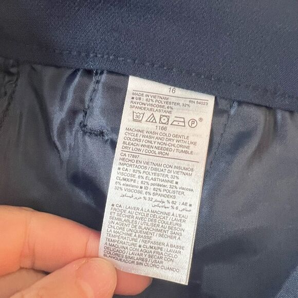 Old Navy NWT Black Navy Blue Tuxedo Stripe Flat Front Pull-On Pants Size 16 - Picture 9 of 9